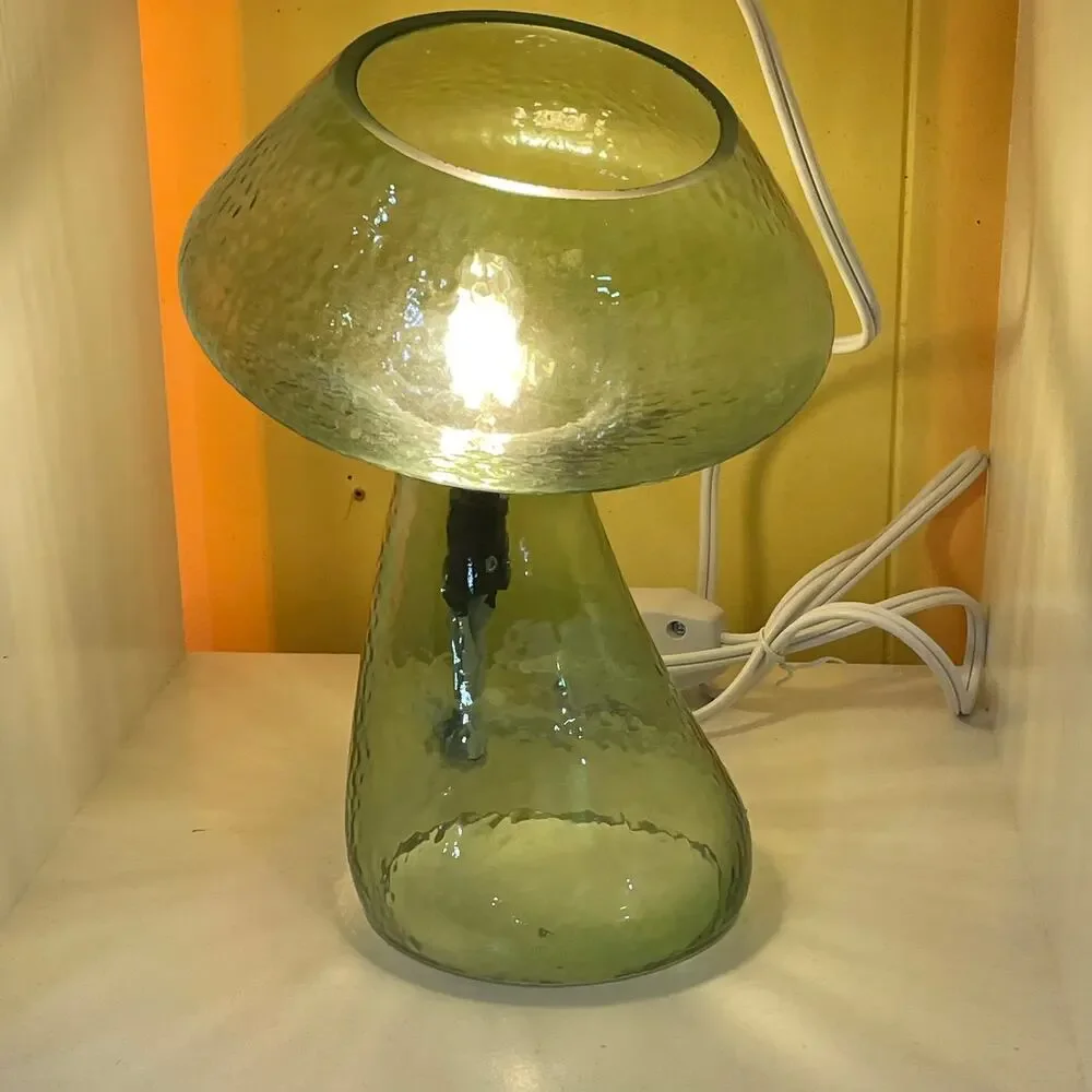 Glass Mushroom Shaped‎ Lamp- Green- NIB